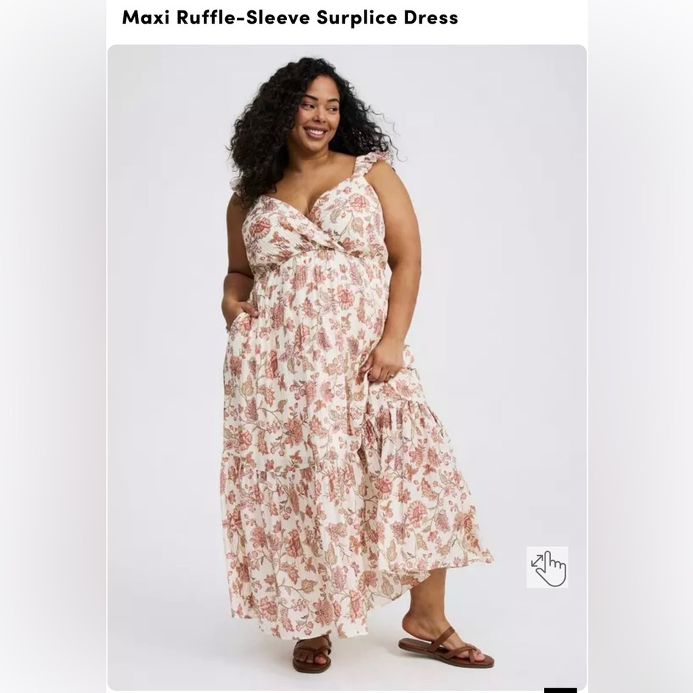 Torrid Floral Ruffle-Sleeve Midi Dress